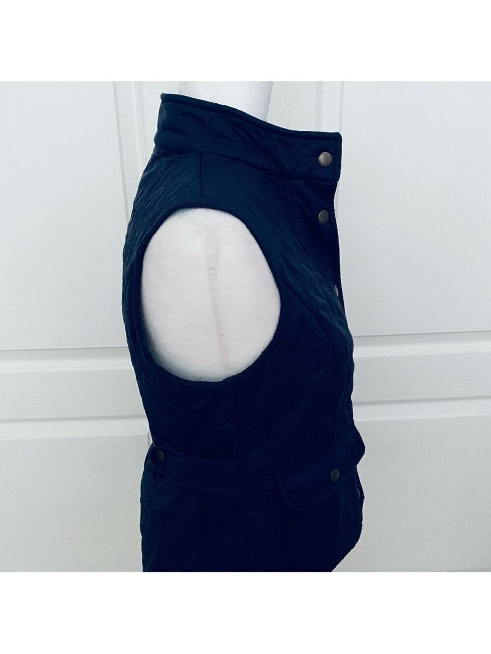 Talbots Quilted Vest Navy Blue SP | Mandarin Collar, Pockets, EUC - Picture 5 of 8